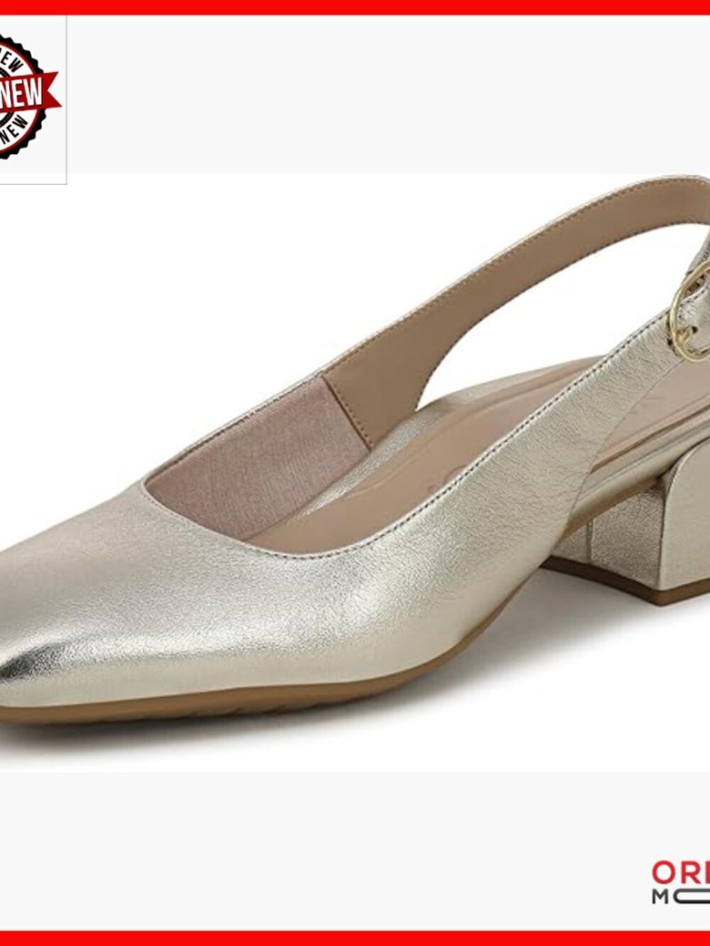 Leather Slingback Block Heel Pumps with Arch Support for All-Day Comfort